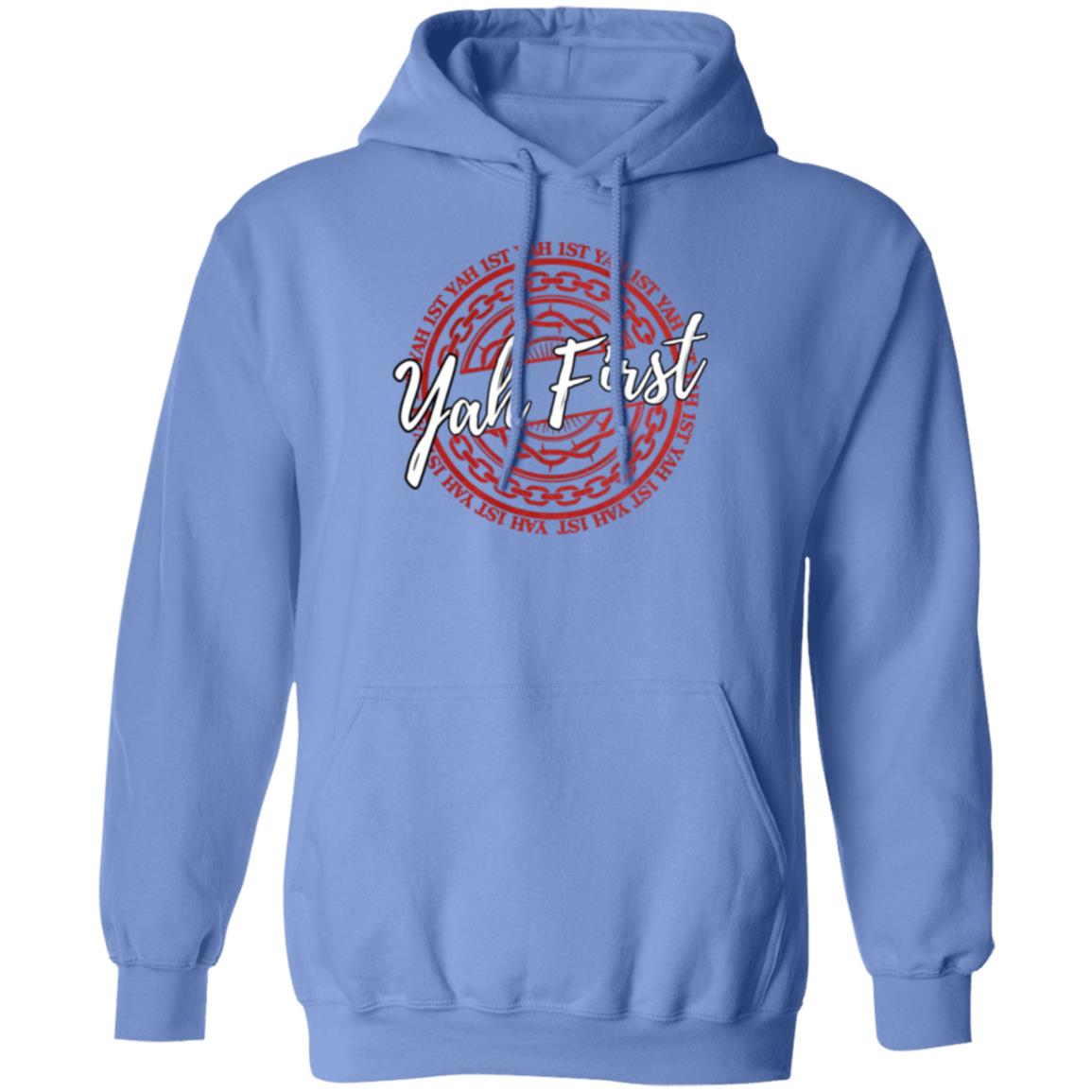 YAH First in White and Red Letters Pullover Hoodie