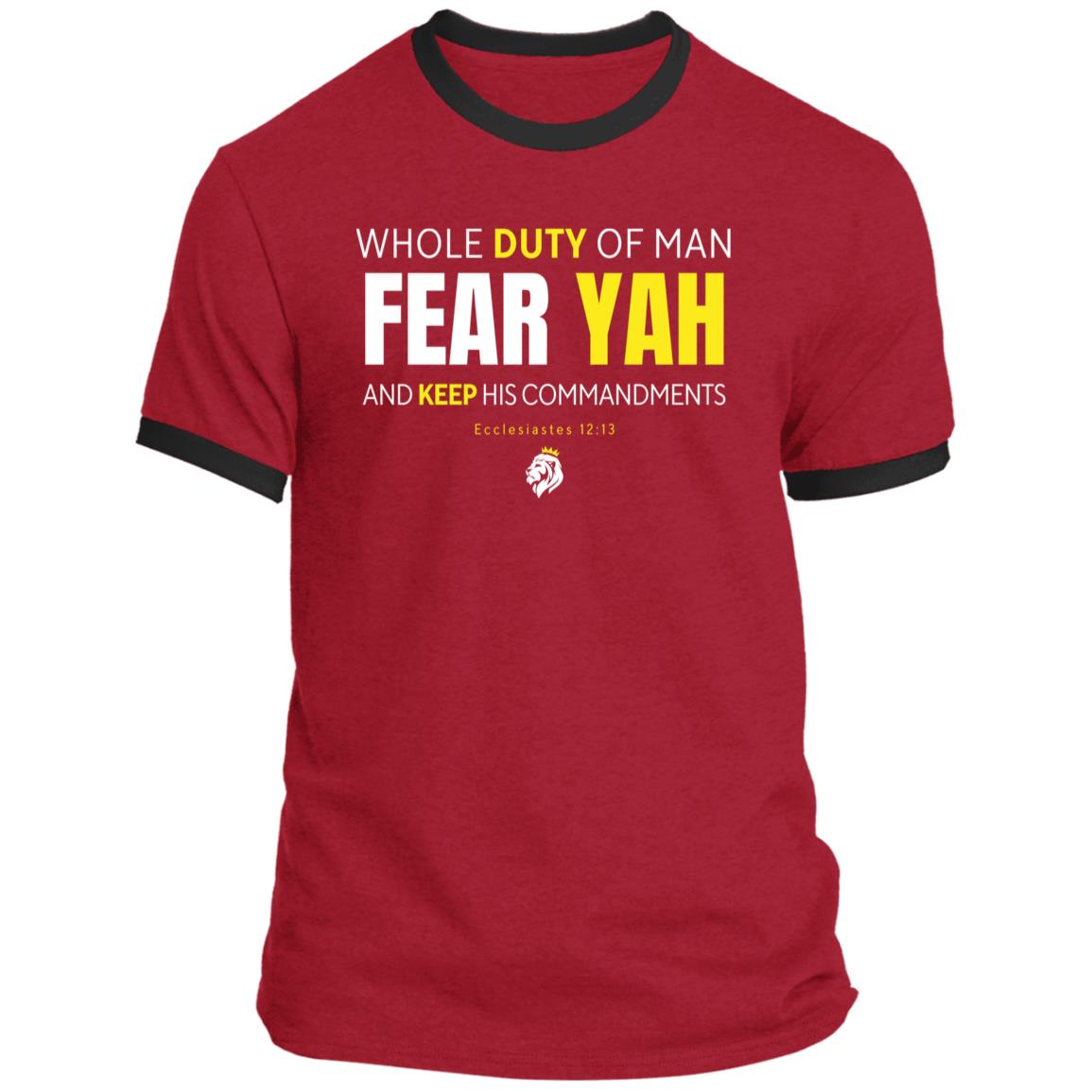 Whole Duty of Man FEAR YAH Men's Ringer T-shirt