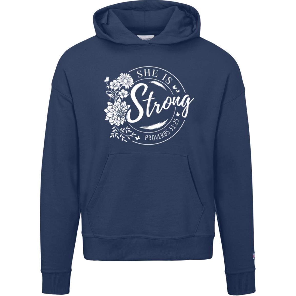 SHE IS STRONG Champion brand Women's Powerblend Hoodie