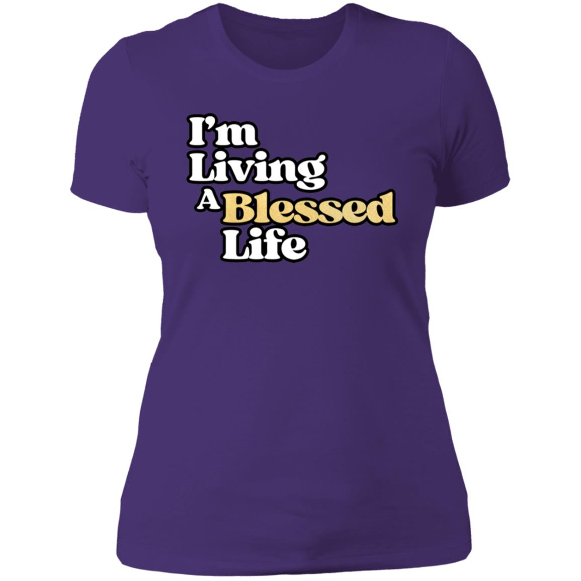 Blessed Life White and Gold Letters Ladies' T-Shirt