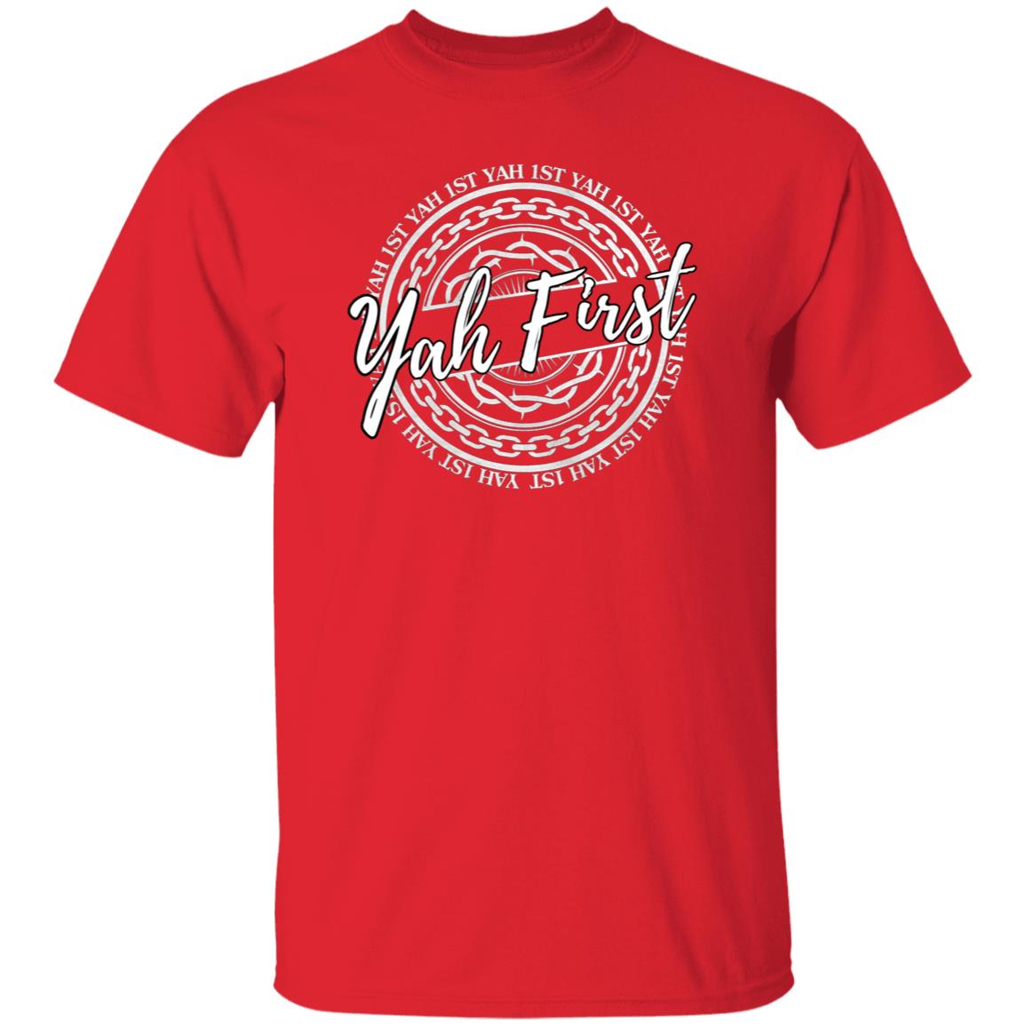 YAH FIRST in White Letters Unisex T-Shirt