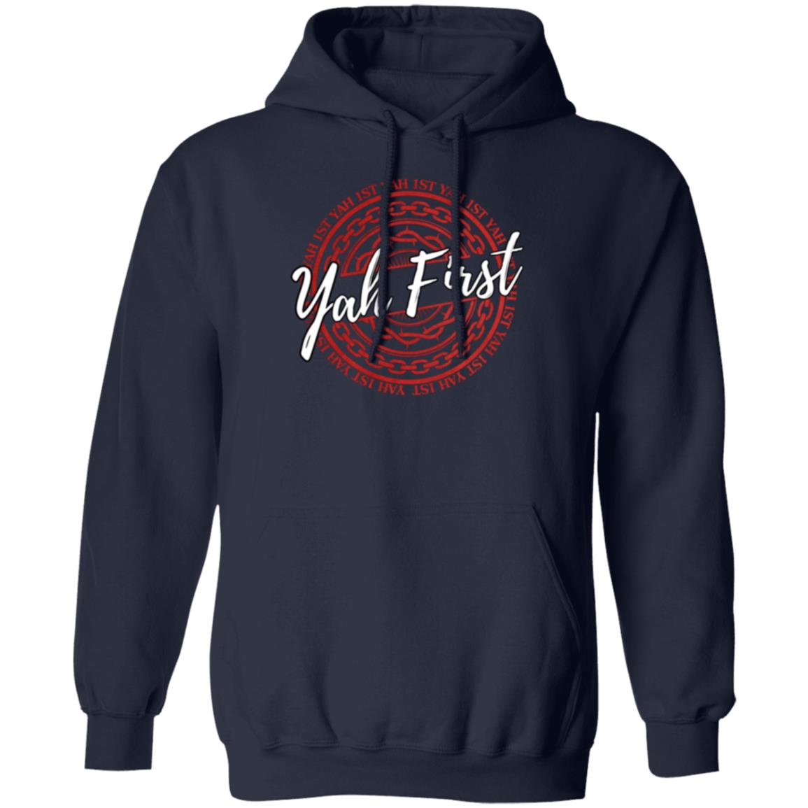 YAH First in White and Red Letters Pullover Hoodie