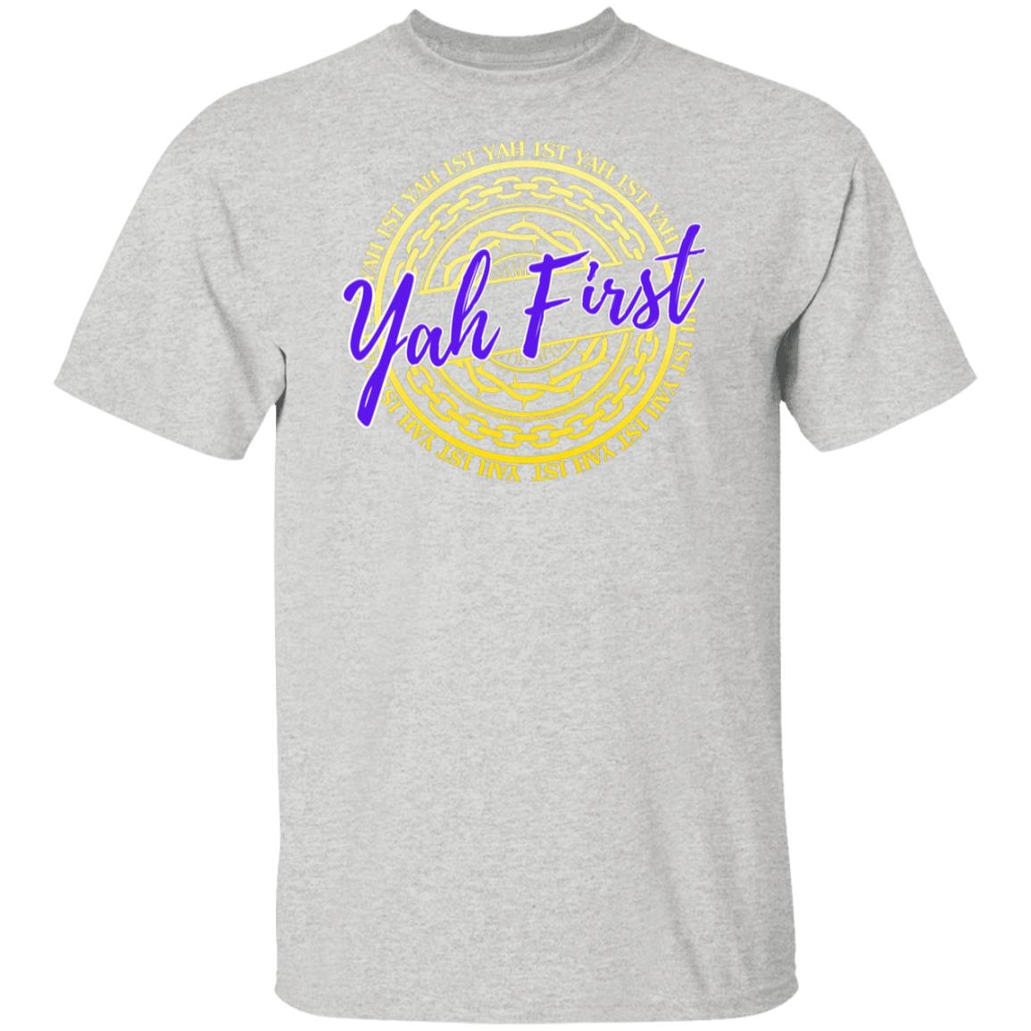 YAH FIRST Yellow and Purple Letters Unisex T-Shirt