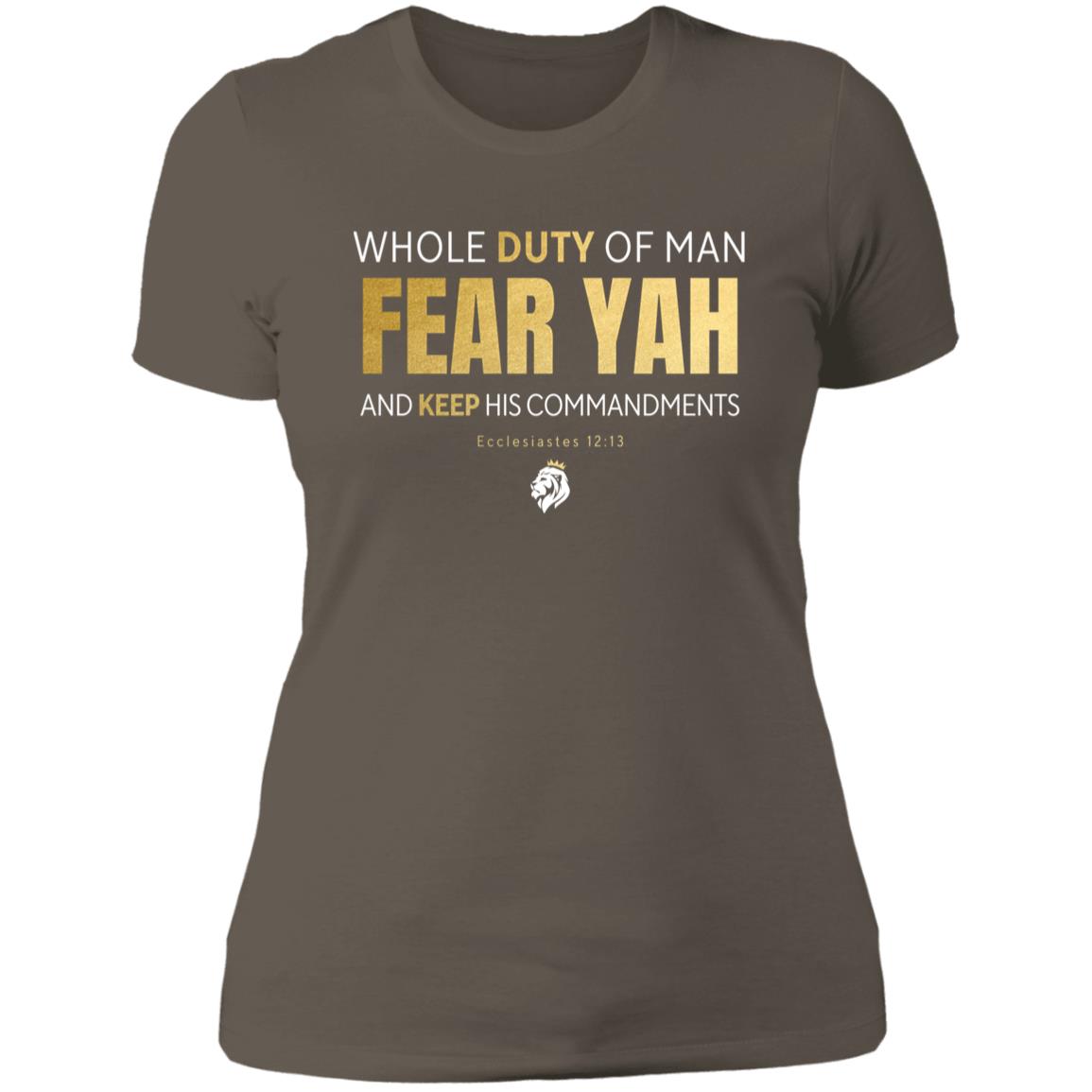 Fear YAH Gold Letter Ladies'  T-shirt