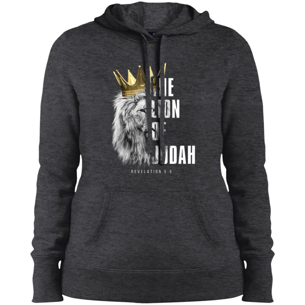 Lion of Judah Ladies' Pullover Hooded Sweatshirt in White Letters