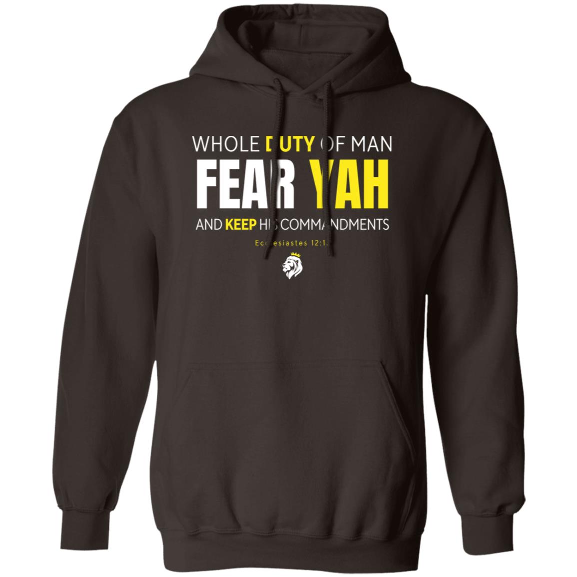 FEAR YAH AND KEEP HIS COMMANDMENTS in White and Yellow Letters Pullover Hoodie