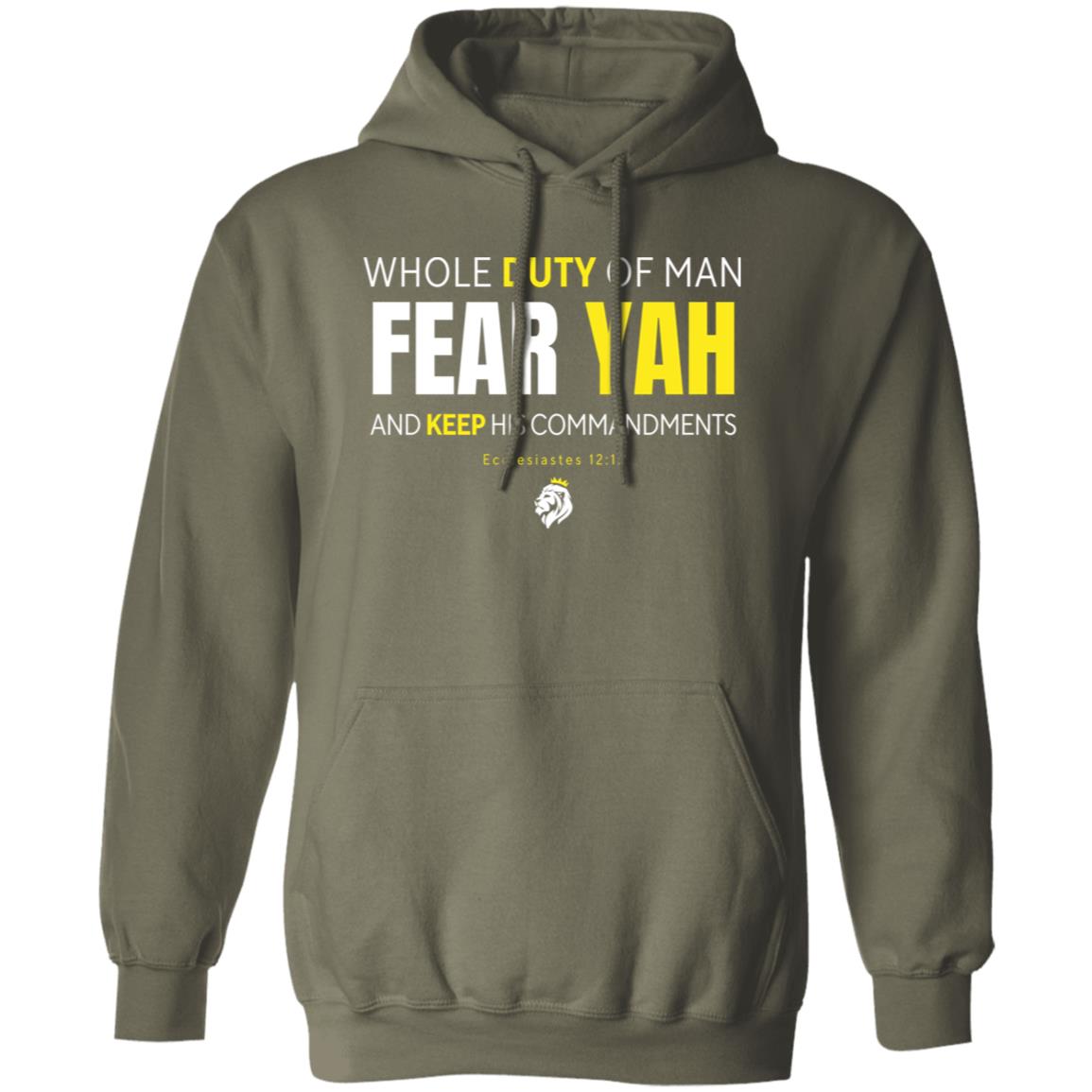 FEAR YAH AND KEEP HIS COMMANDMENTS in White and Yellow Letters Pullover Hoodie