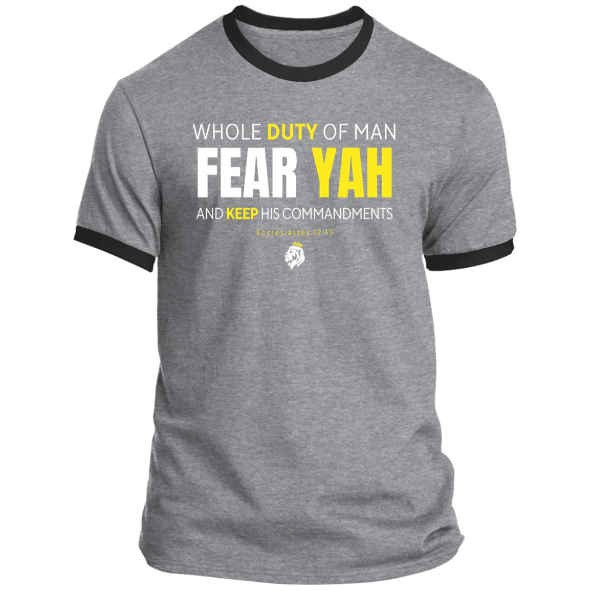 Whole Duty of Man FEAR YAH Men's Ringer T-shirt