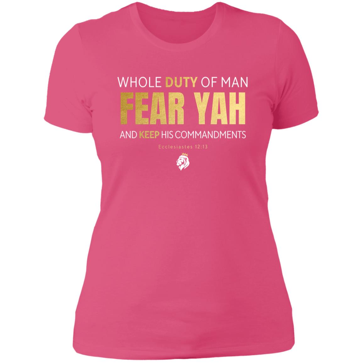 Fear YAH Gold Letter Ladies'  T-shirt