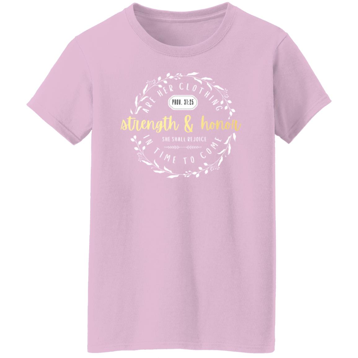 Proverbs 31 Strength Gold Ladies' 5.3 oz. T-Shirt