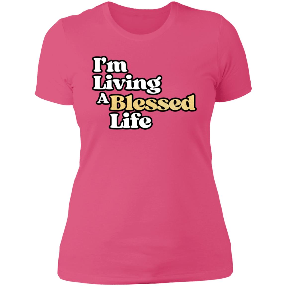 Blessed Life White and Gold Letters Ladies' T-Shirt