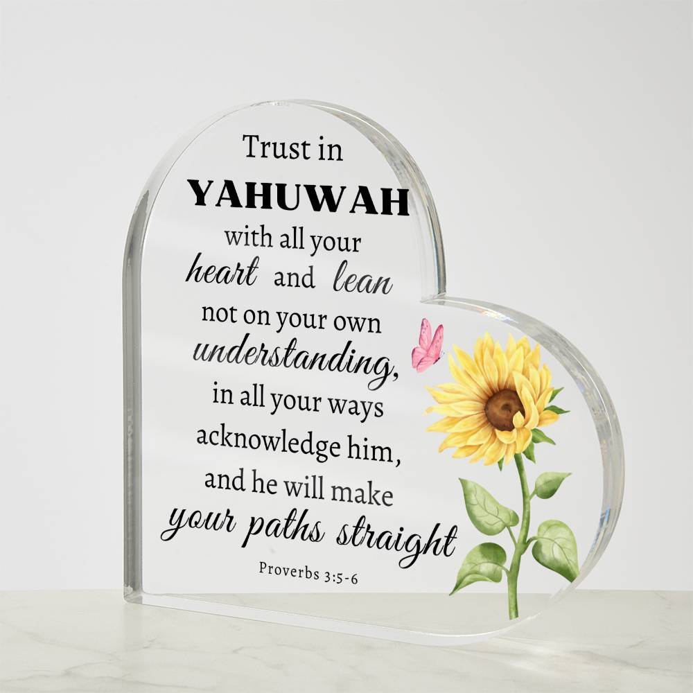 Proverbs 3:5-6 Yahuwah's Guidance Heart-shaped Acrylic Plaque