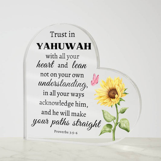 Proverbs 3:5-6 Yahuwah's Guidance Heart-shaped Acrylic Plaque