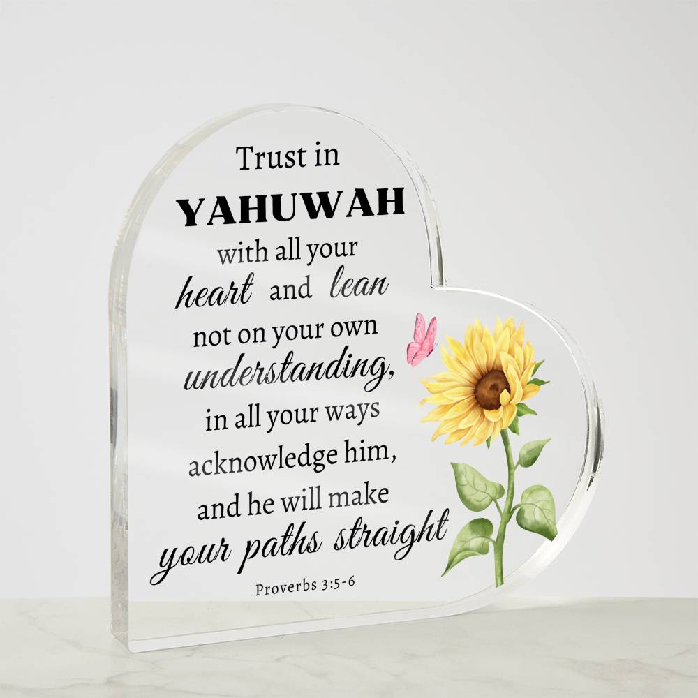 Proverbs 3:5-6 Yahuwah's Guidance Heart-shaped Acrylic Plaque