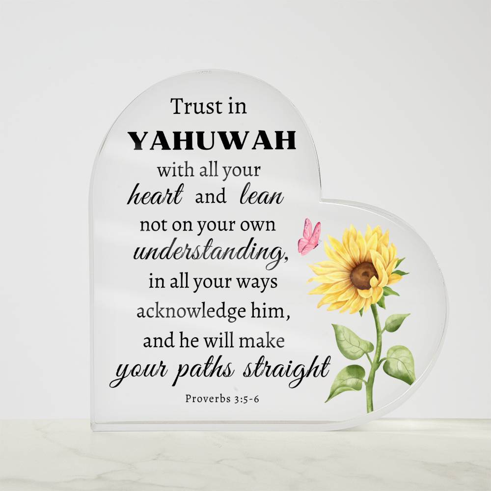 Proverbs 3:5-6 Yahuwah's Guidance Heart-shaped Acrylic Plaque