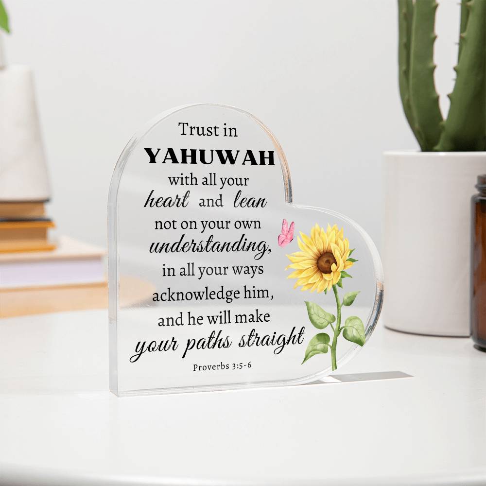 Proverbs 3:5-6 Yahuwah's Guidance Heart-shaped Acrylic Plaque