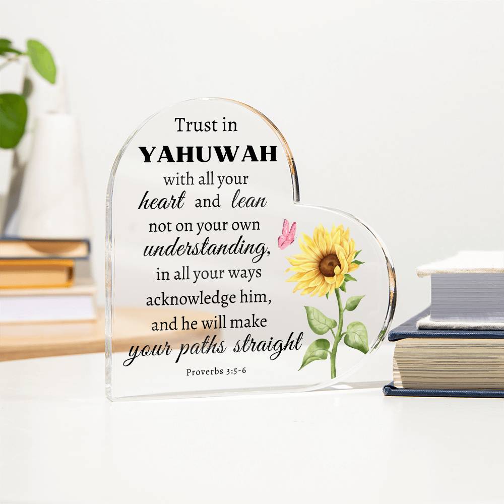 Proverbs 3:5-6 Yahuwah's Guidance Heart-shaped Acrylic Plaque