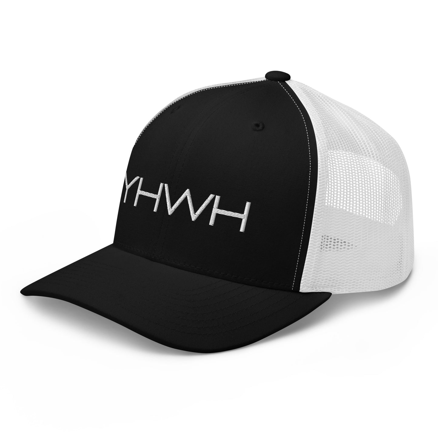 YHWH in White Letter Embroidery Trucker Cap