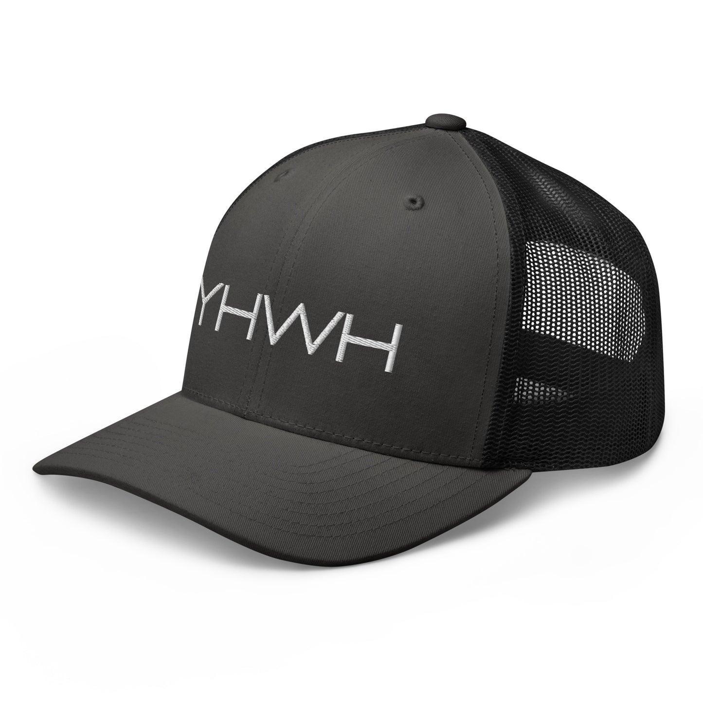 YHWH in White Letter Embroidery Trucker Cap