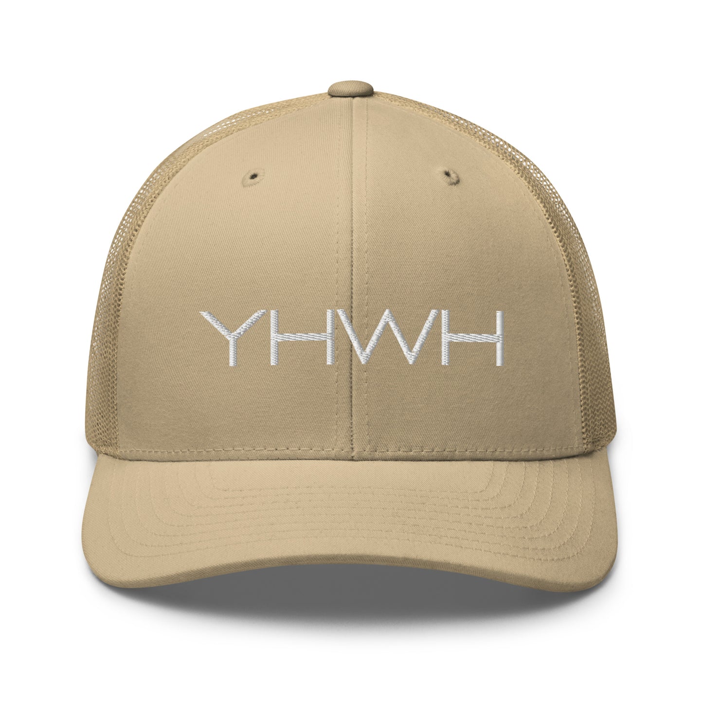 YHWH in White Letter Embroidery Trucker Cap