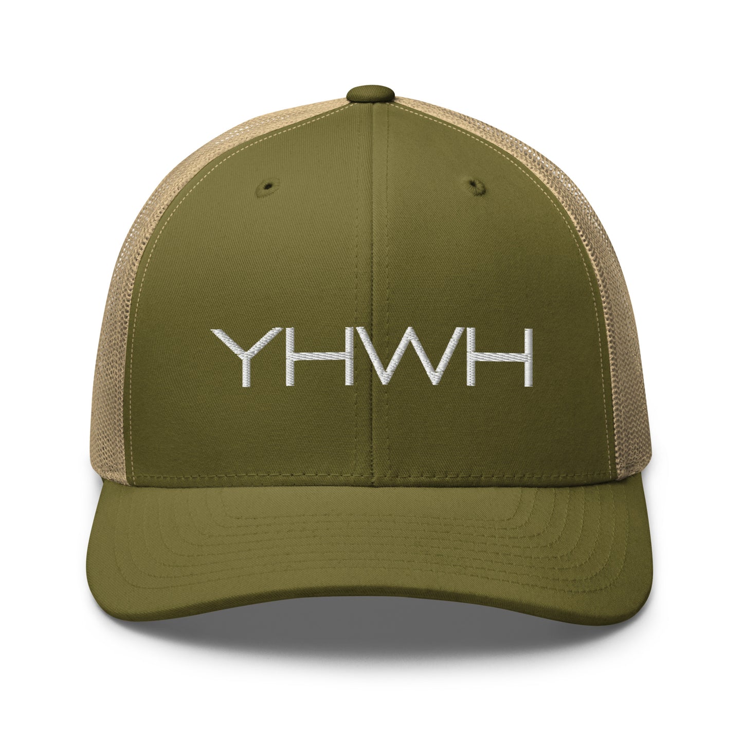 YHWH in White Letter Embroidery Trucker Cap