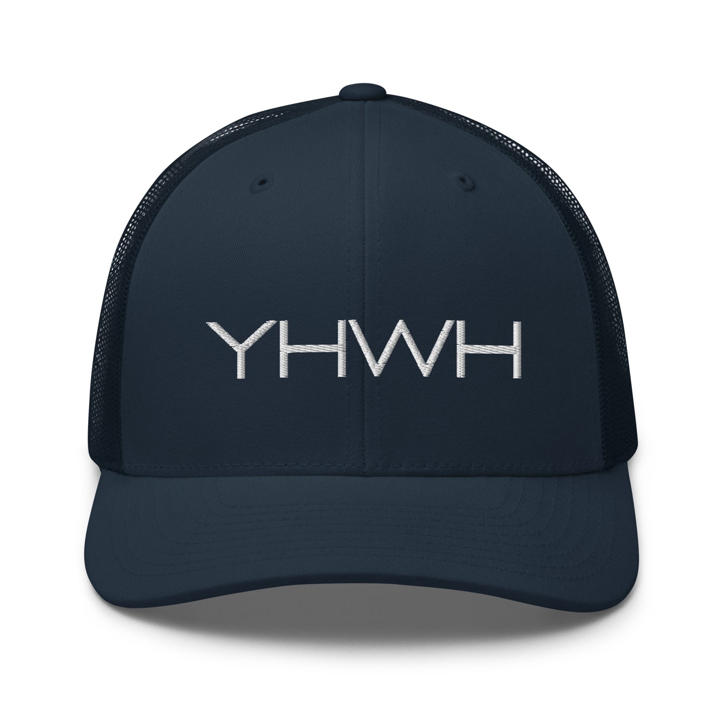 YHWH in White Letter Embroidery Trucker Cap