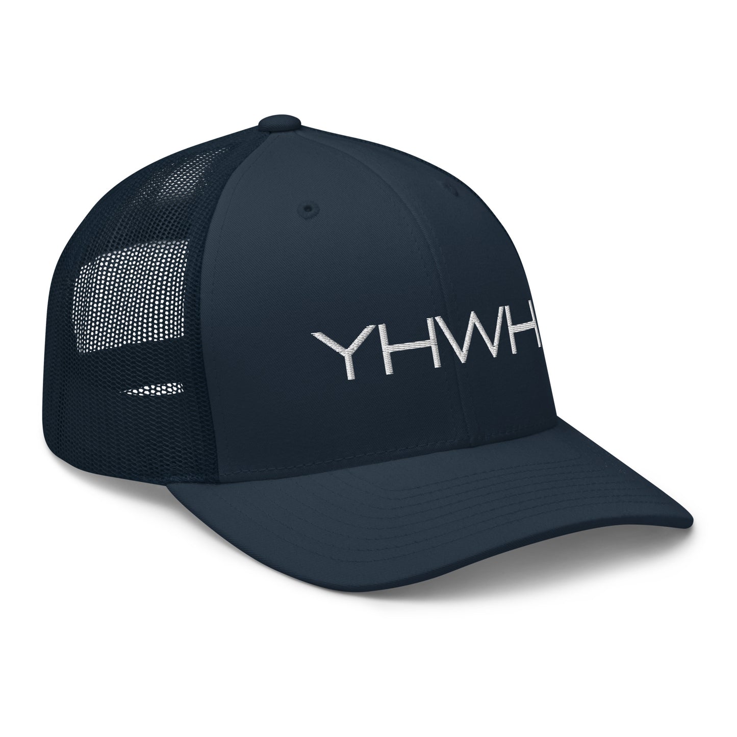 YHWH in White Letter Embroidery Trucker Cap