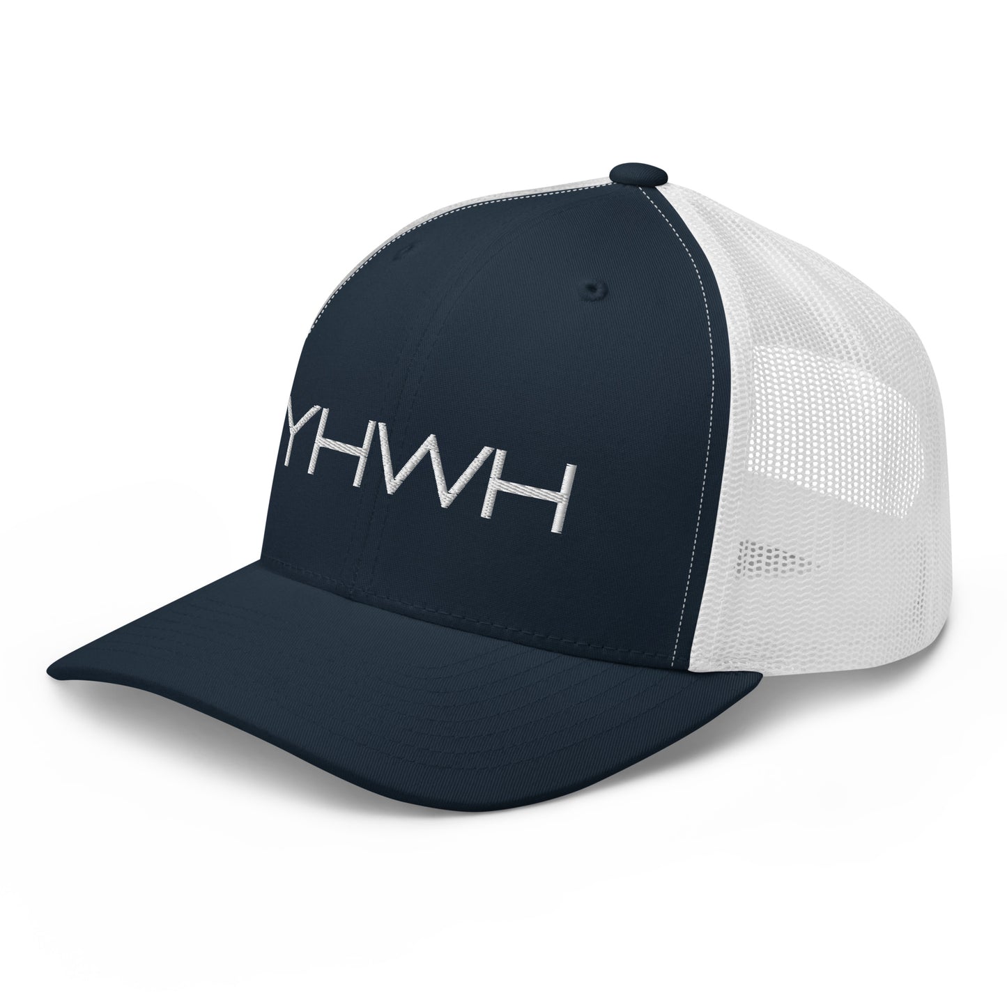 YHWH in White Letter Embroidery Trucker Cap