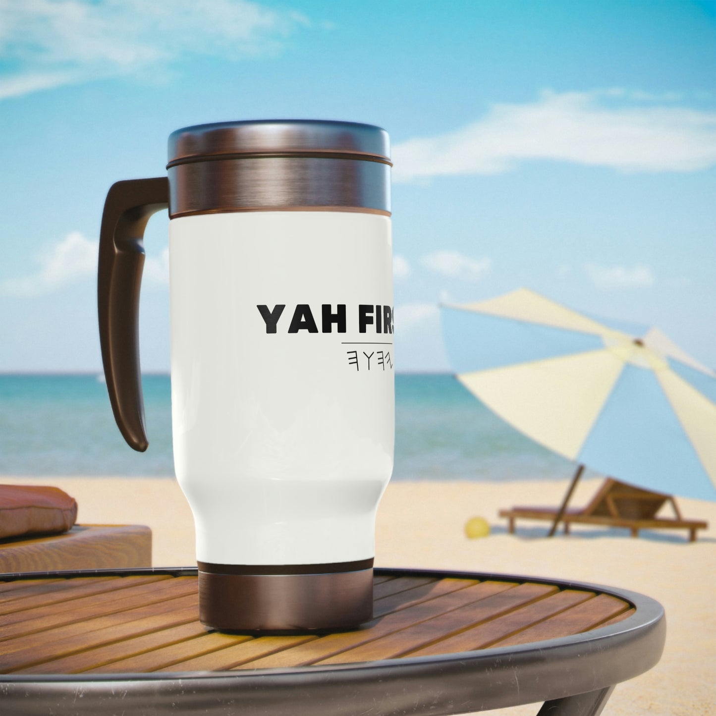 YAH FIRST Stainless Steel Travel Mug with Handle, 14oz