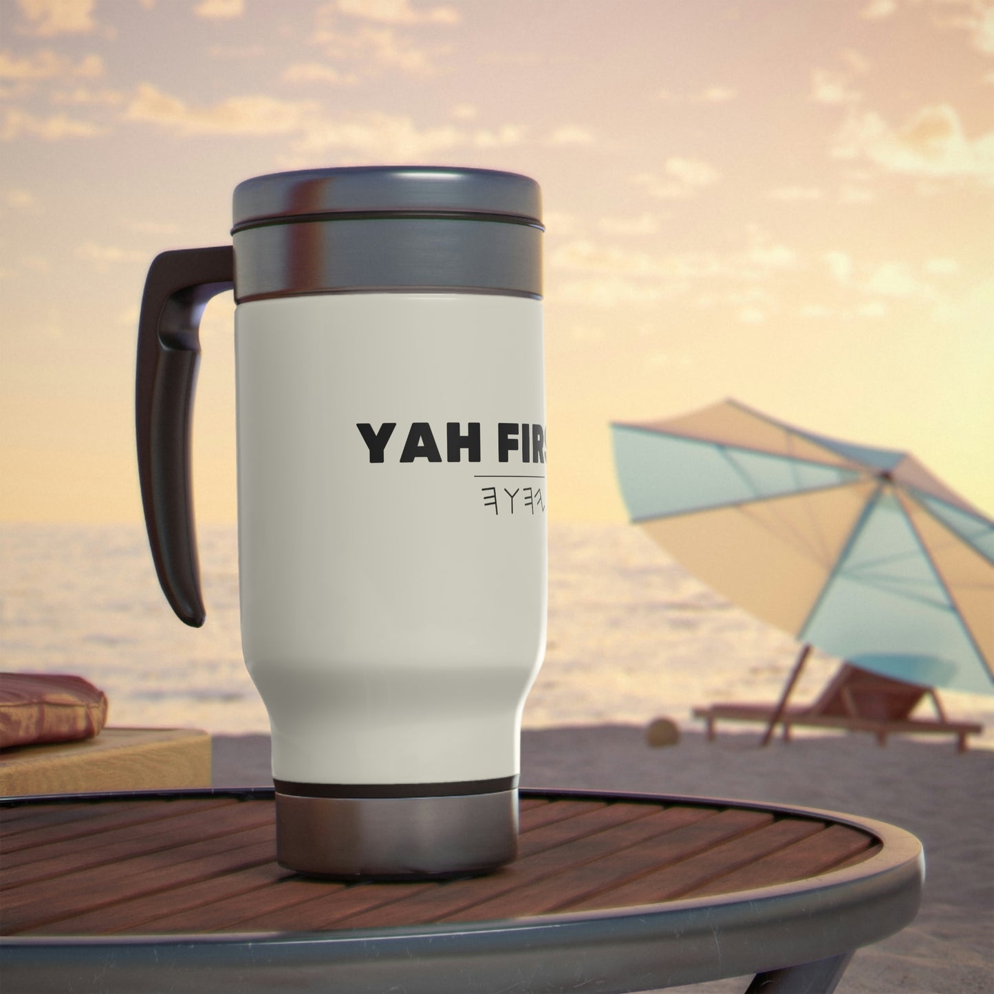 YAH FIRST Stainless Steel Travel Mug with Handle, 14oz